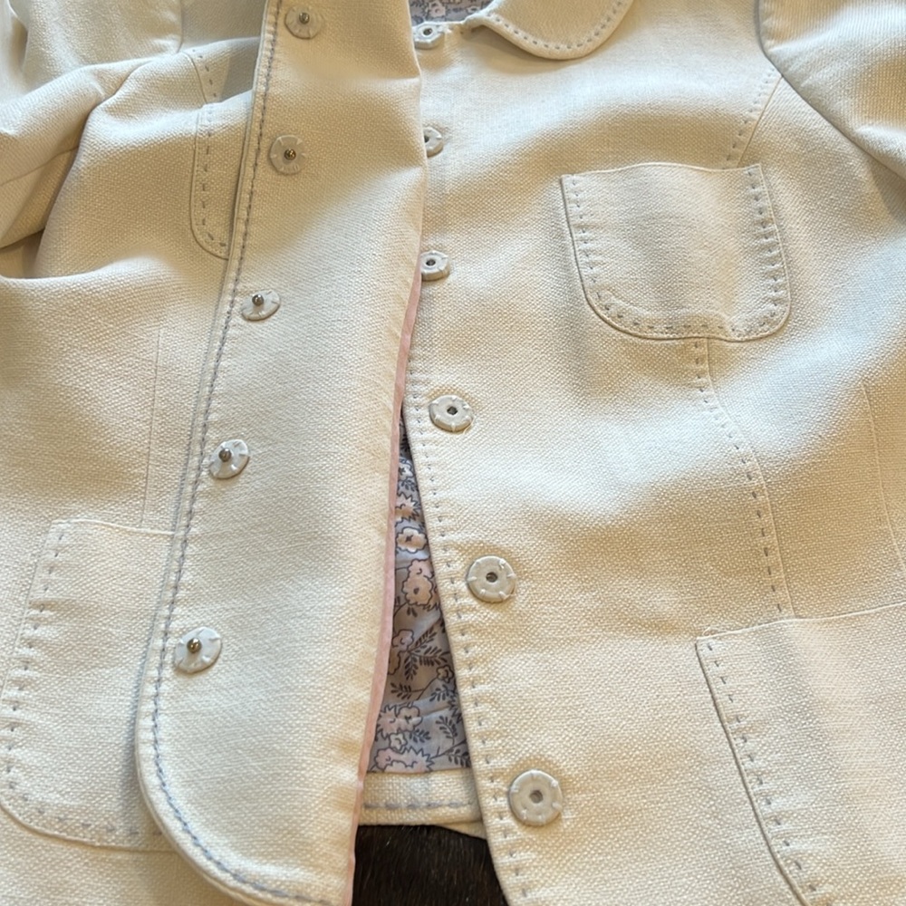 EUC BODEN jacket in linen/cotton blend. Creamy white, pick-stitched in grey - Picture 11 of 12